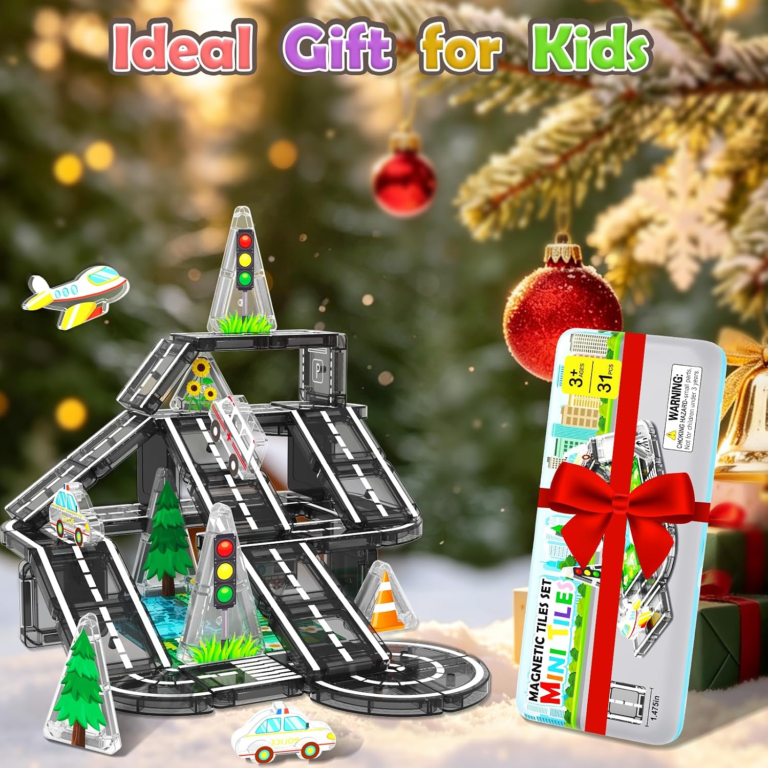 Thumbnail 6 de Road Mini Magnetic Tiles with Case – Travel Toys for 3+ Year Old Boys and Girls