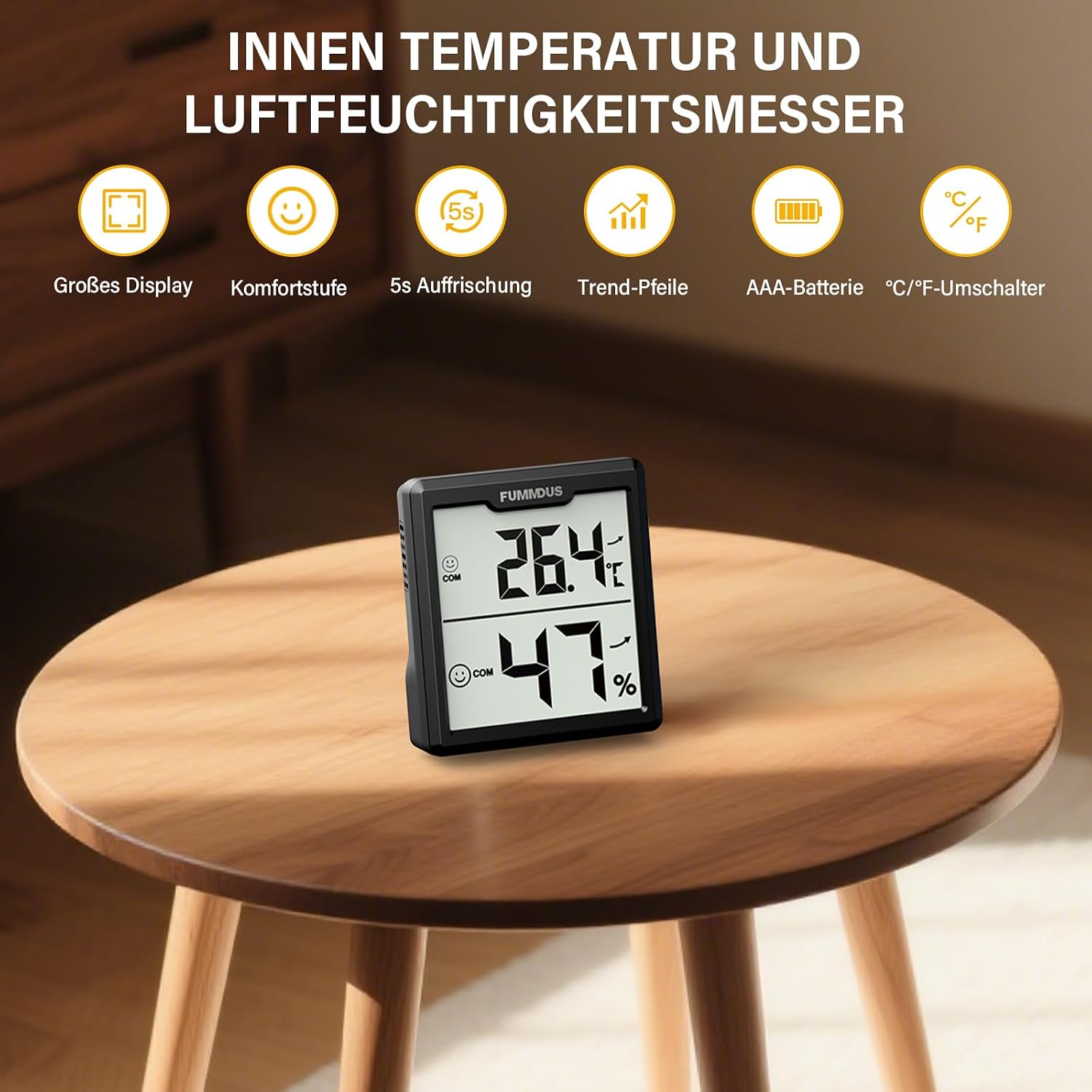 Detalle 2 de FUMMDUS 3 Stück Thermometer Hygrometer -50–70°C