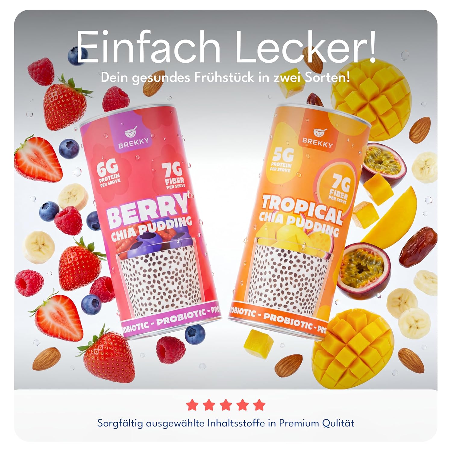 Thumbnail 4 de Brekky Chia Samen Upgrade (Made in Germany & Vegan) mit 1 Mrd. Probiotika & Präbiotika – für Berry Chia Pudding