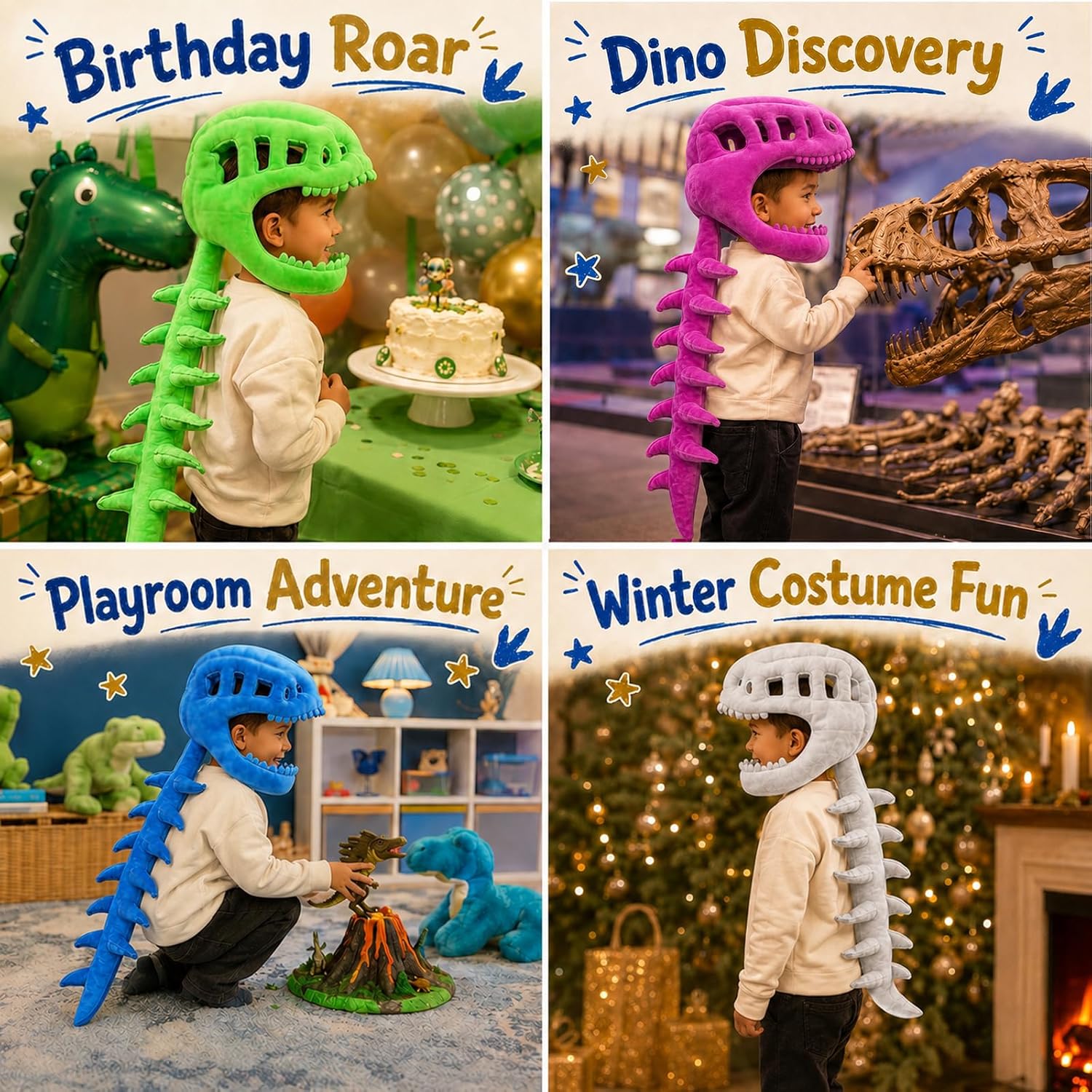 Detalle de Sachie Spinosaurus Skeleton Costume Set with Skull Headpiece and Spine Back Panel