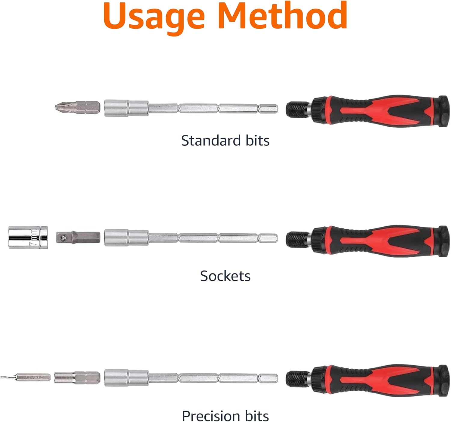 Thumbnail 2 de Amazon Basics Magnetic Ratcheting Wrench and Electronics Precision Screwdriver Set (73‑Piece)