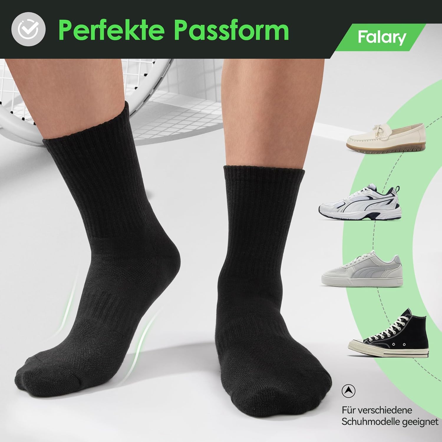 Thumbnail 4 de FALARY Sport- & Alltagssocken (Herren/Damen) mit Frotteesohle – 3er/6er/12er Set, Baumwolle, Größe 35–50