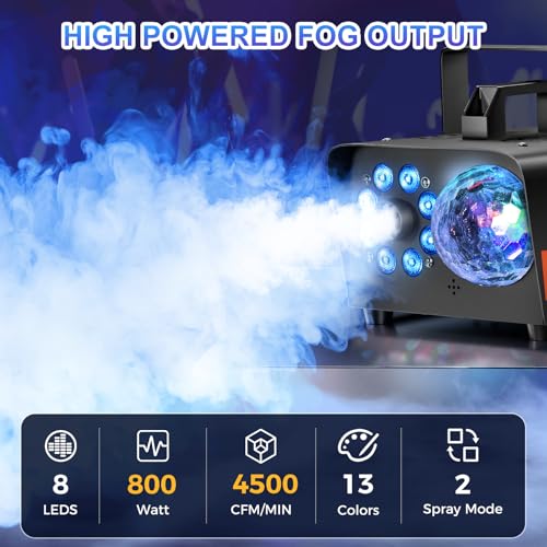 Detalle de Dashsafe 800W Fog Machine with 4500CFM and RGB Disco Lights