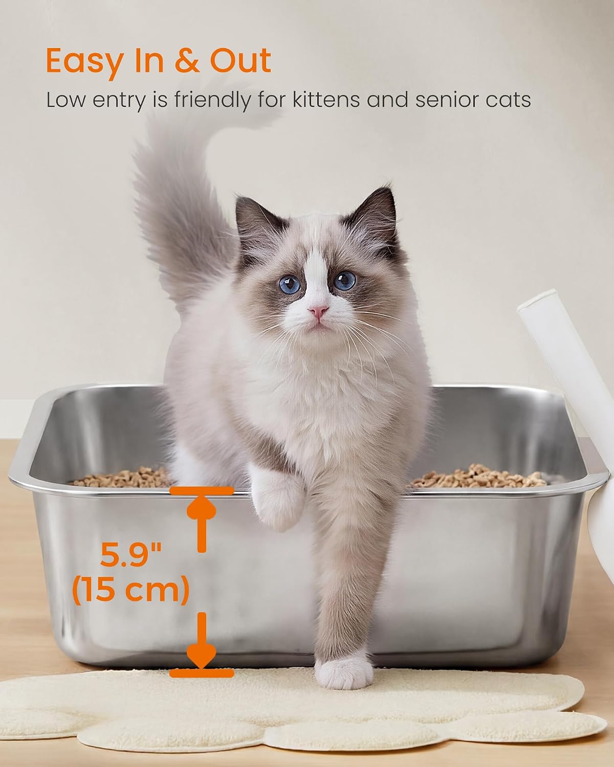 Detalle de Feandrea Stainless Steel Cat Litter Box