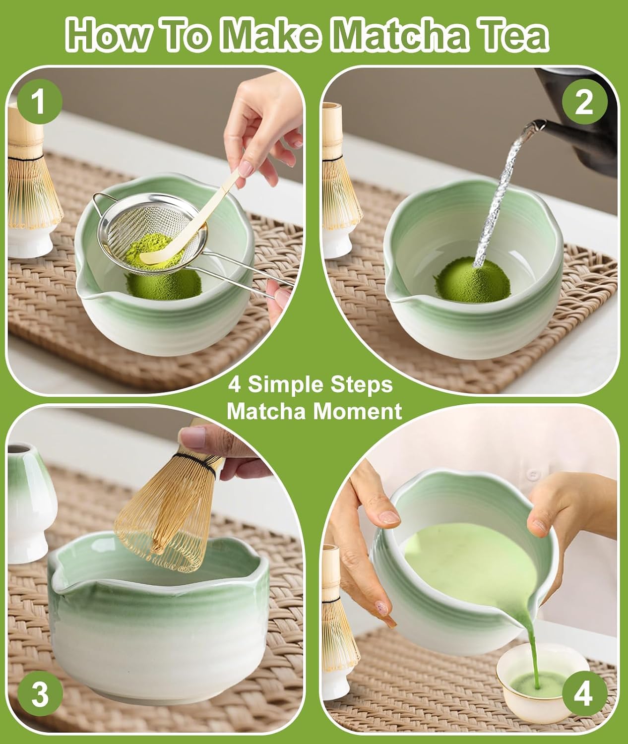 Detalle de JBER Matcha-Set-7PCS – zestaw do matchy, 7 elementów, miseczka 500 ml