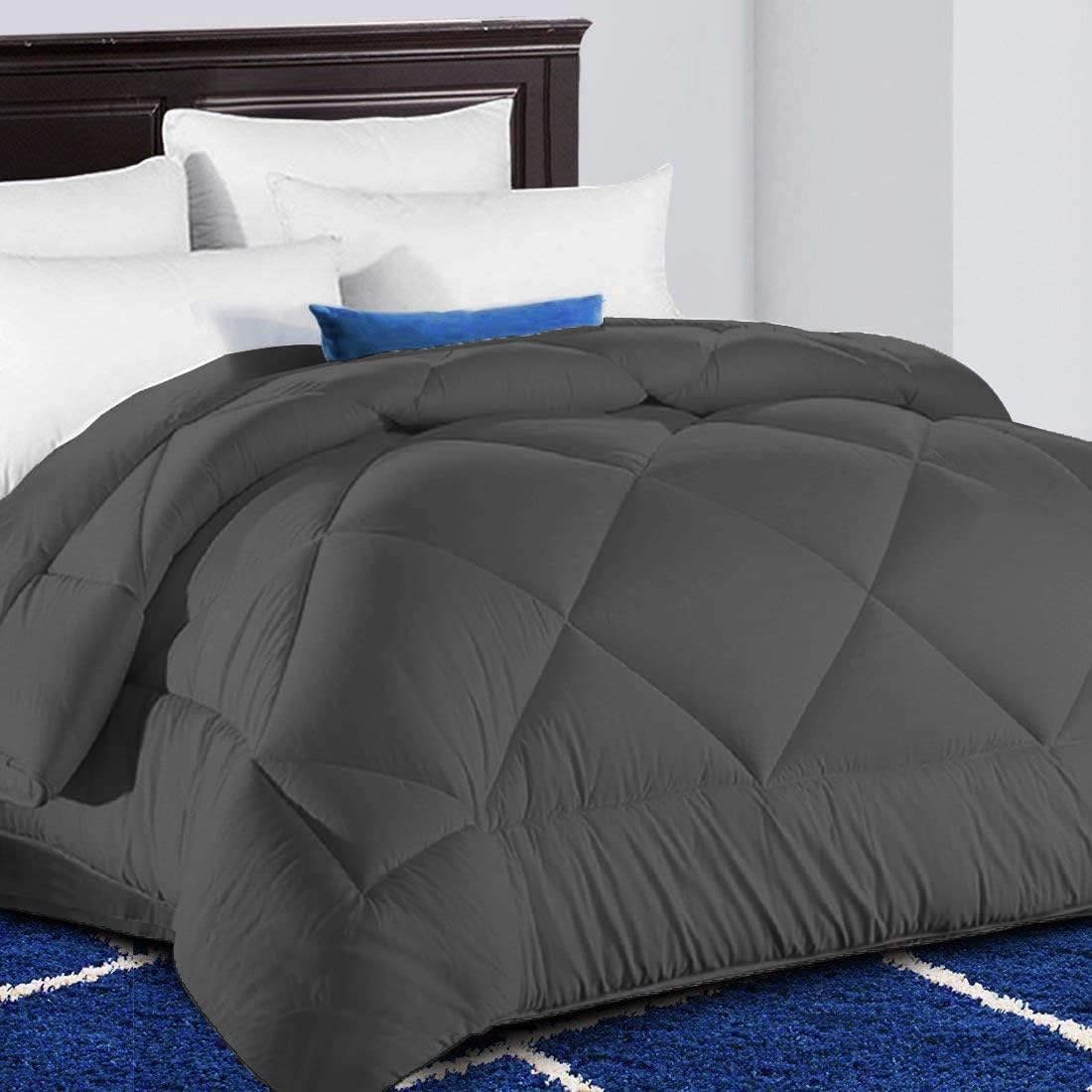 Detalle de CAIMOUR CAI001 King Comforter, Grey Reversible Design, 8 Corner Tabs
