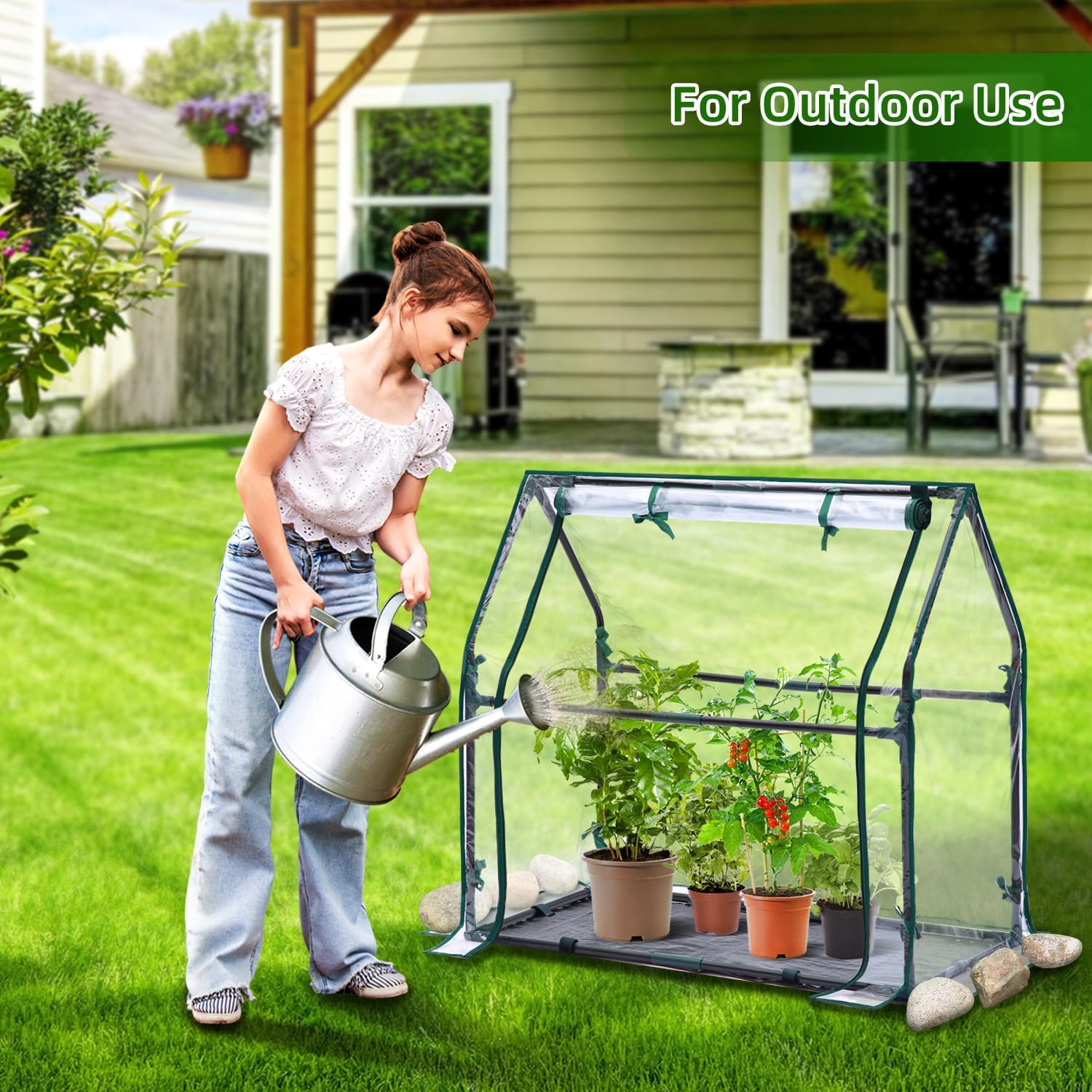 Detalle de Ohuhu Mini Tabletop Greenhouse with Waterproof Pad – Portable humidity dome for small plants & seedling germination