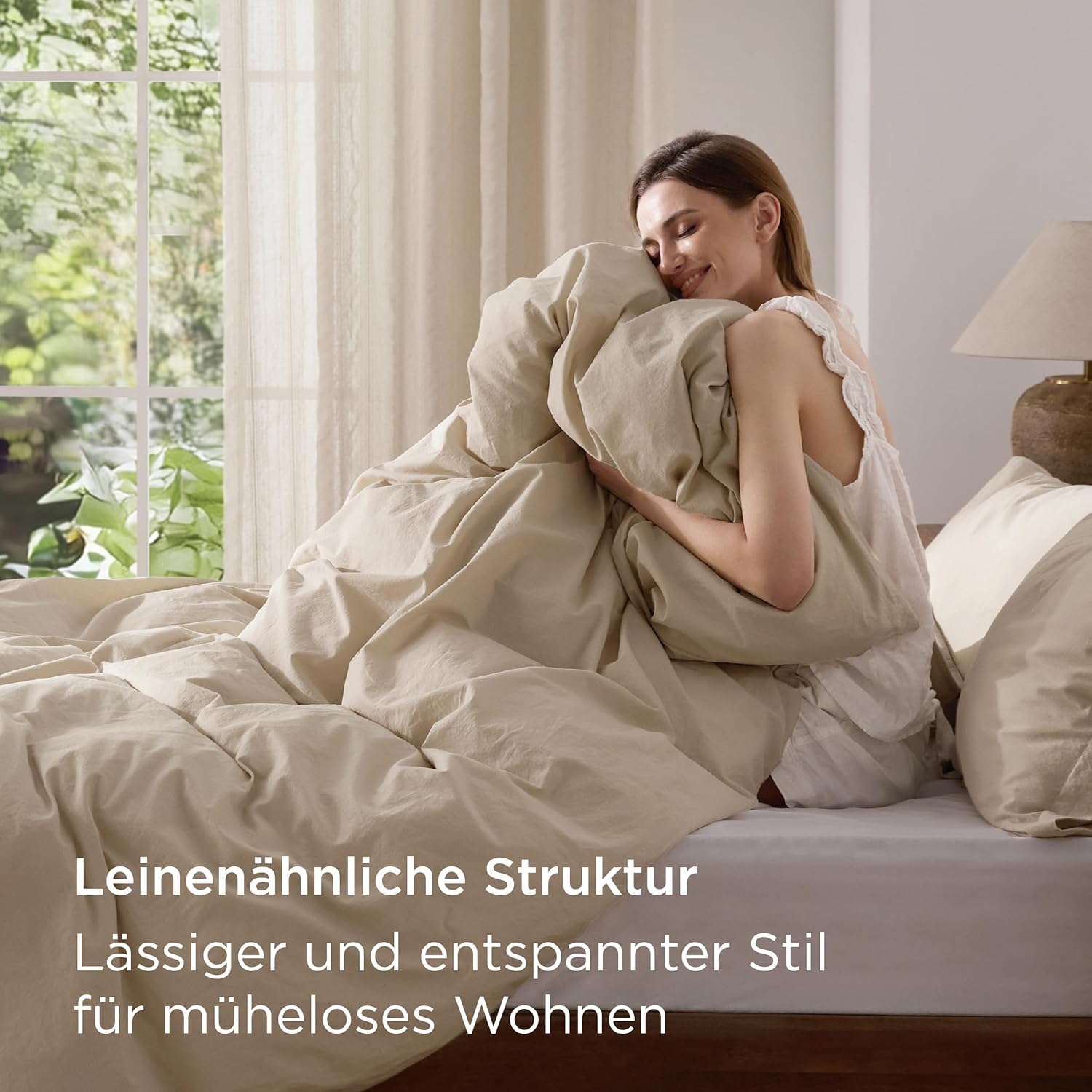 Detalle de Bedsure Bettwäsche 220x240 cm aus Baumwolle, 3-teilig (Hazel Taupe) mit Reißverschluss