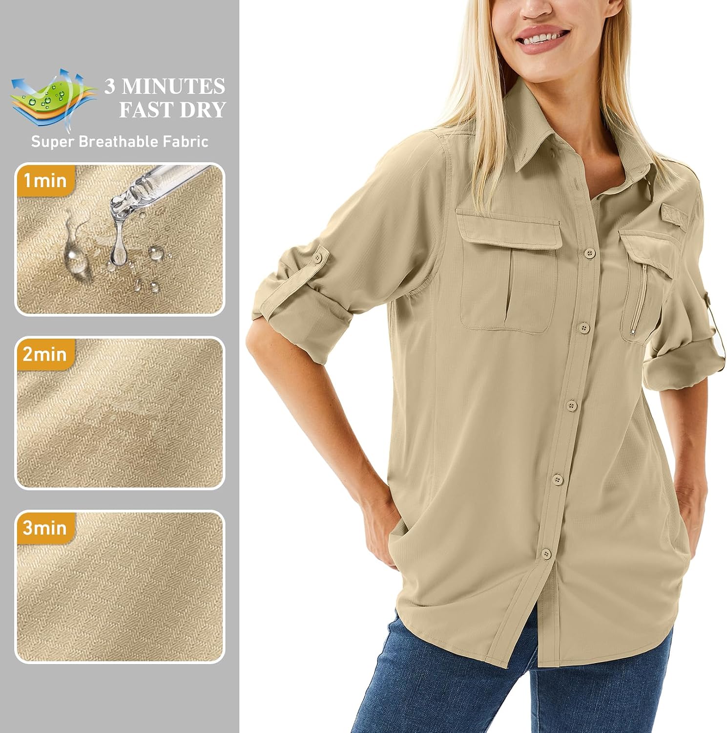 Detalle 2 de Winebox Women’s UPF 50 Long Sleeve Sun Protection Shirt (Quick Dry, UPF 50)