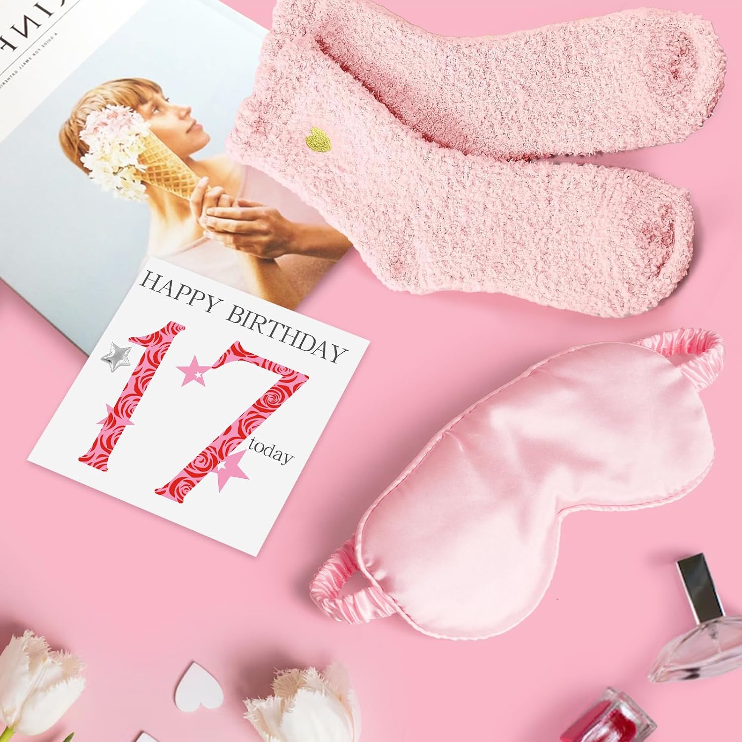 Thumbnail 6 de WULAIHO 17th Birthday Gift Set for Her — Rose-Gold Tumbler, Bracelet, Mirror & Pamper Basket