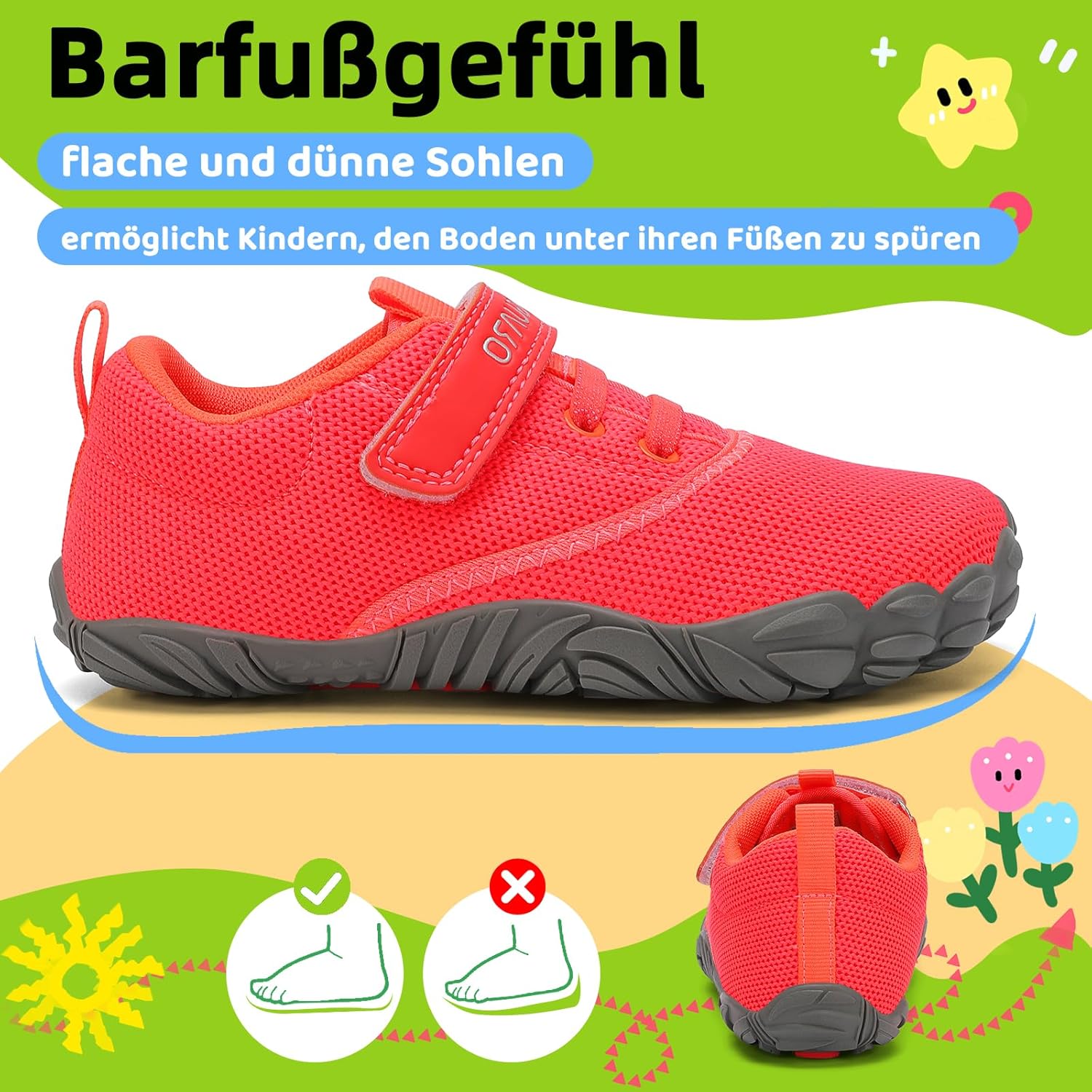 Detalle de SAGUARO Kinder Barfußschuhe Leicht rutschfest Traillaufschuhe Gr. 24-36