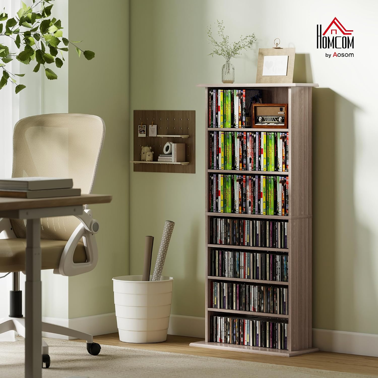 Thumbnail 1 de HOMCOM 836-603V00ND cd- en dvd-kast, 8 vakken, 6 verstelbare legplanken
