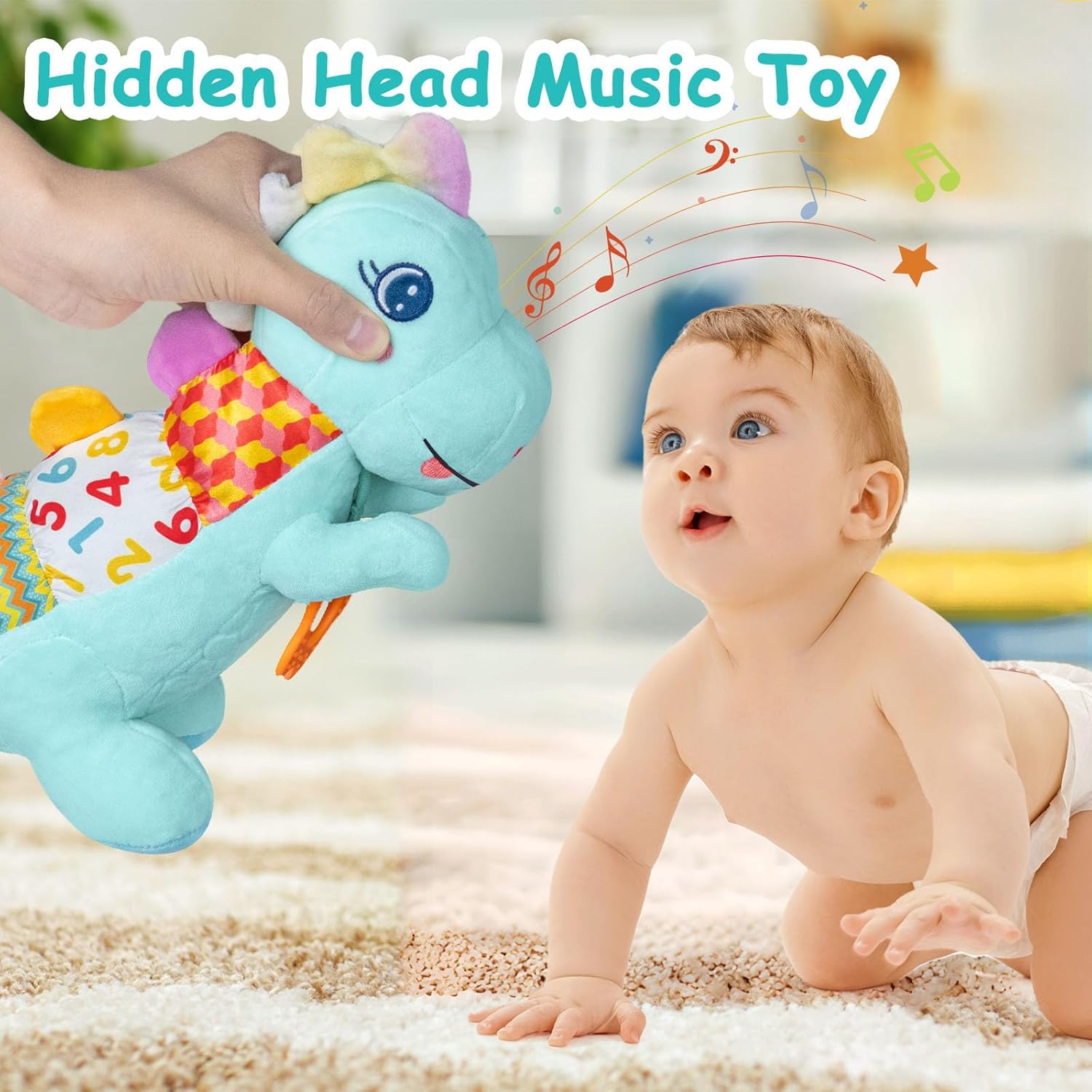 Detalle de Baby Dino Plush 5-in-1 Musical Dinosaur Toy for 0-12 Months
