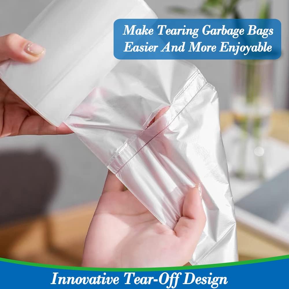 Detalle de 10 Gallon 60pcs Medium Clear Trash Bags (10G60-Clear) — Strong, Leak-Proof Bin Liners for Home or Office