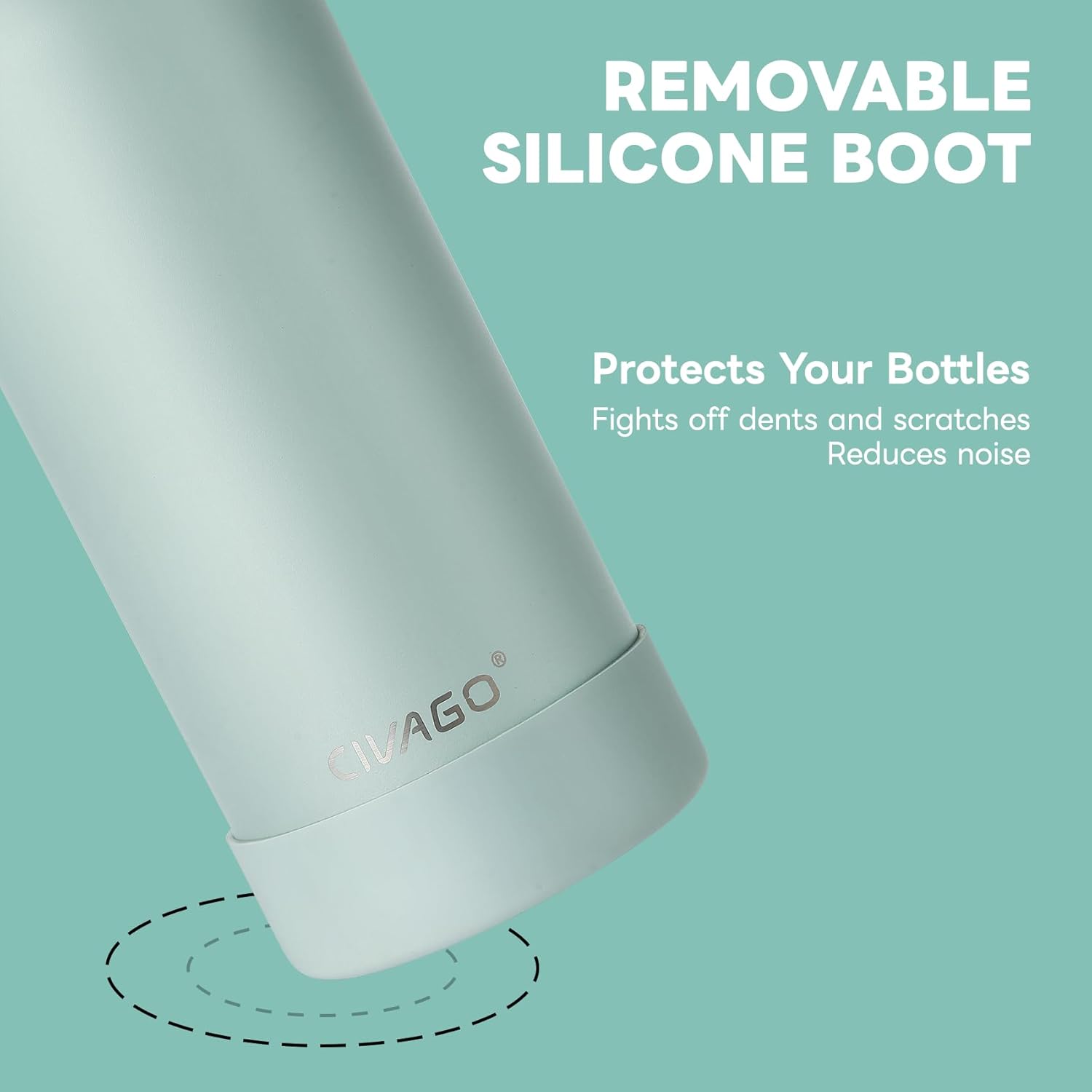 Thumbnail 3 de CIVAGO insulated stainless steel water bottle with straw (750ml) in black