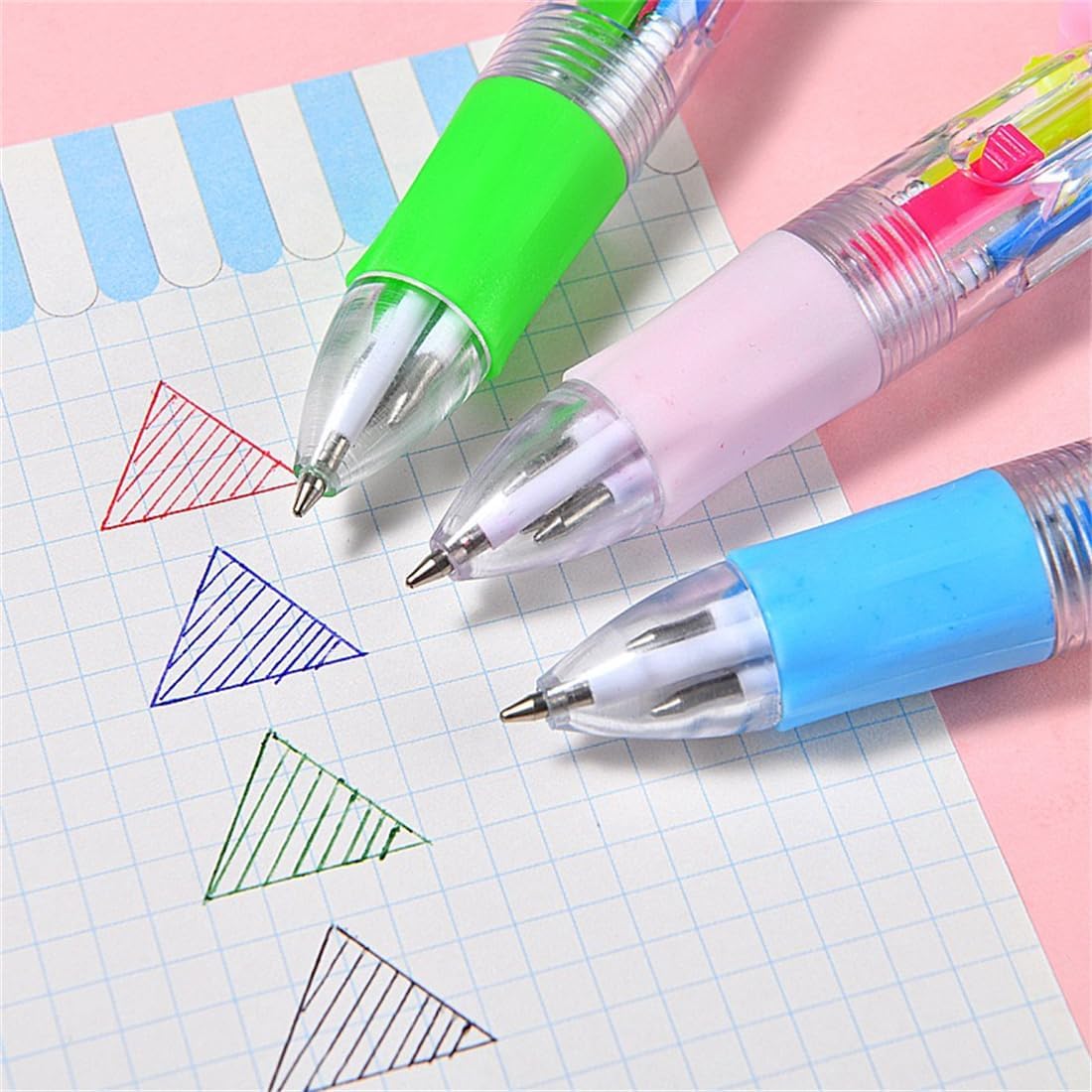 Detalle de Arthink 50-Pack of Mini Multicolour Pens (4-in-1) – Kawaii Animal Button Ballpoint Set for Kids