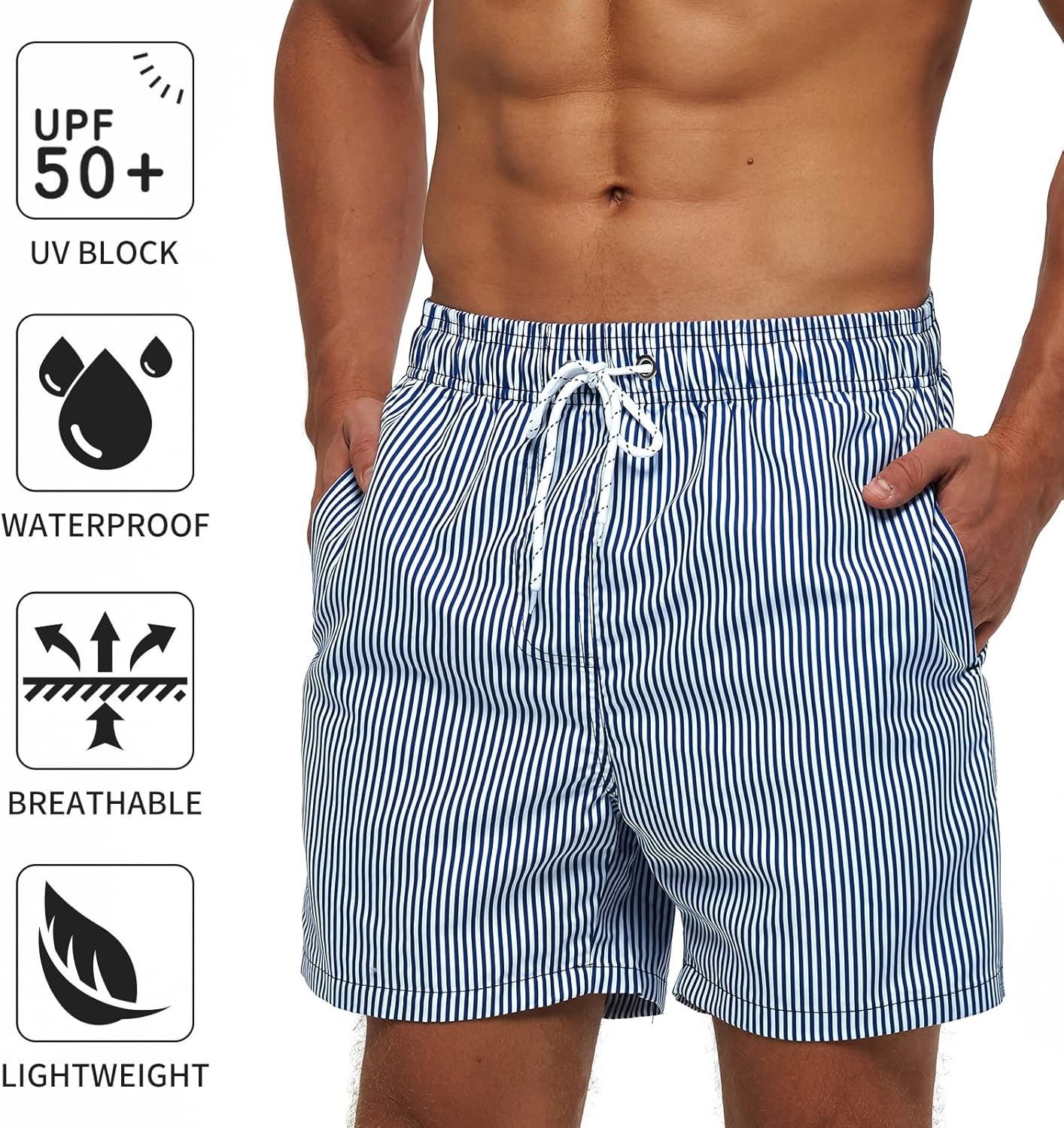 Thumbnail 3 de TMEOG Costume Uomo Mare – Pantaloncini Casual con Tasche e Coulisse Regolabile, Lunghezza 41–45 cm