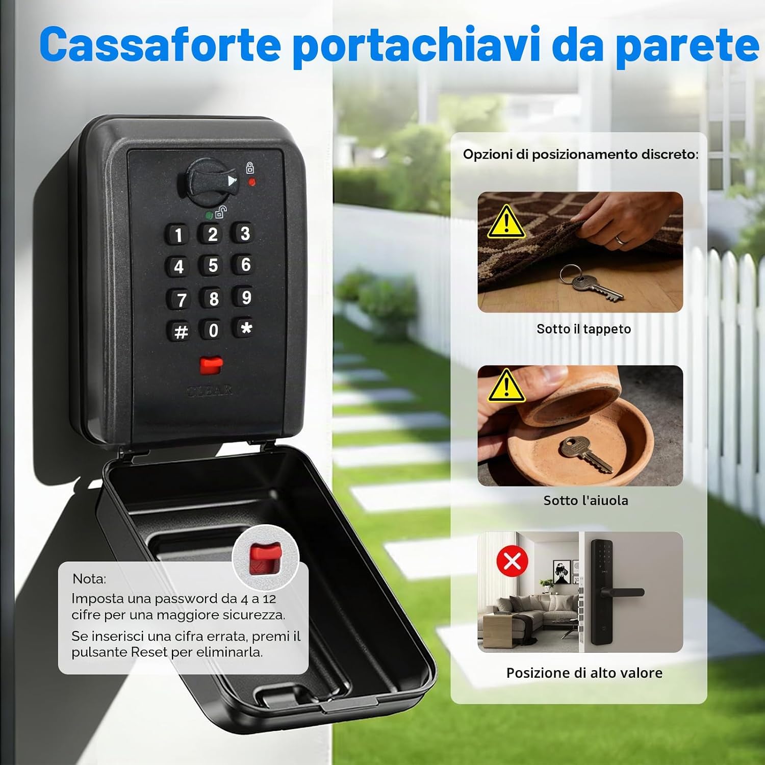 Detalle de Ykall Cassaforte Portachiavi Grande con Codice a 12 Cifre: Sicurezza, Impermeabile e Pratica