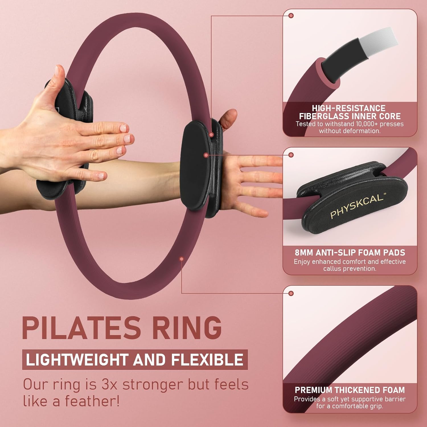 Thumbnail 1 de PhysKcal Pilates Set mit Pilates-Ring (15 in/38 cm), Mini-Ball, 5 Widerstandsbändern & Übungsanleitung