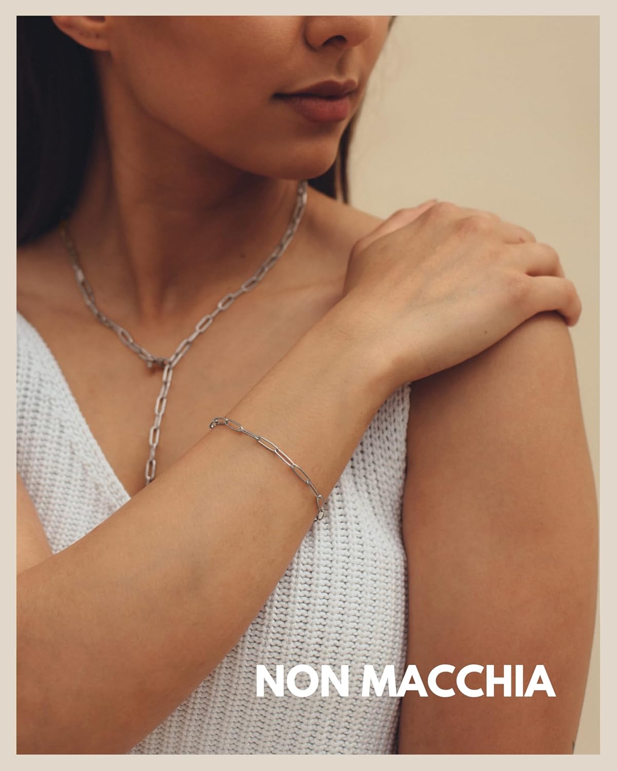Detalle de Bracciale a maglie GD GOOD.designs EST. 2015 in acciaio 316L con catena regolabile (oro/argento/rosa)