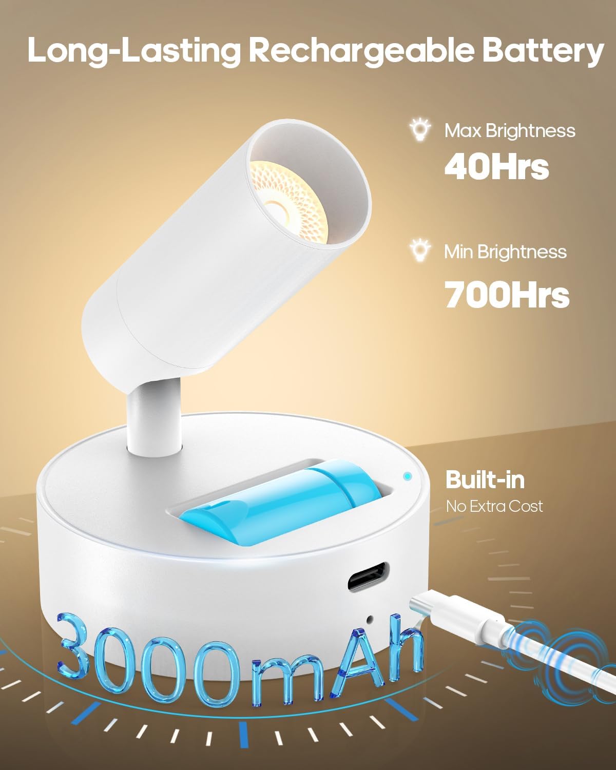 Thumbnail 1 de GOODEA Battery Operated Spot Light Indoor with Remote – 3 CCT Dimmable, 3000mAh Rechargeable Wall/Uplighting