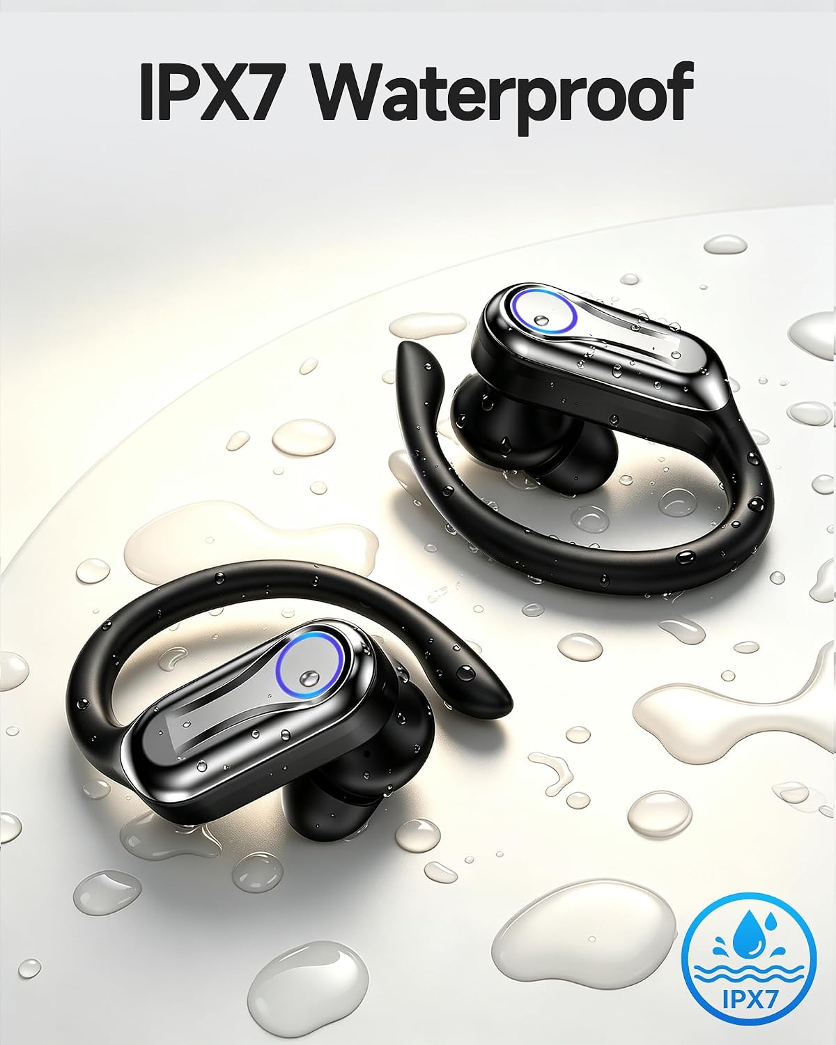 Detalle de Acjohtin Wireless Earbuds with Hooks — 6.1 Bluetooth, 90H Playtime, IPX7, 16.2mm Driver