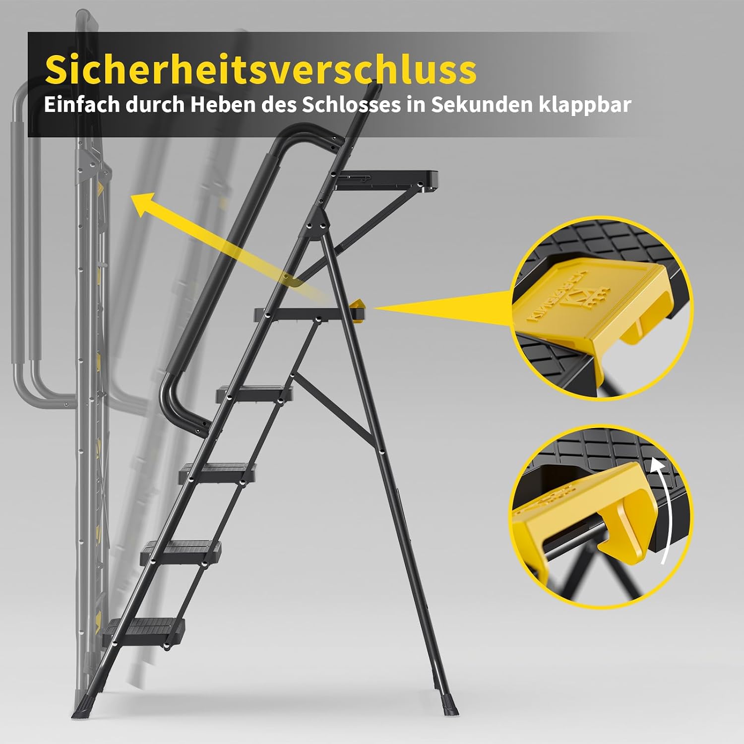 Thumbnail 2 de KINGRACK Leiter 5 Stufen mit Werkzeugplattform