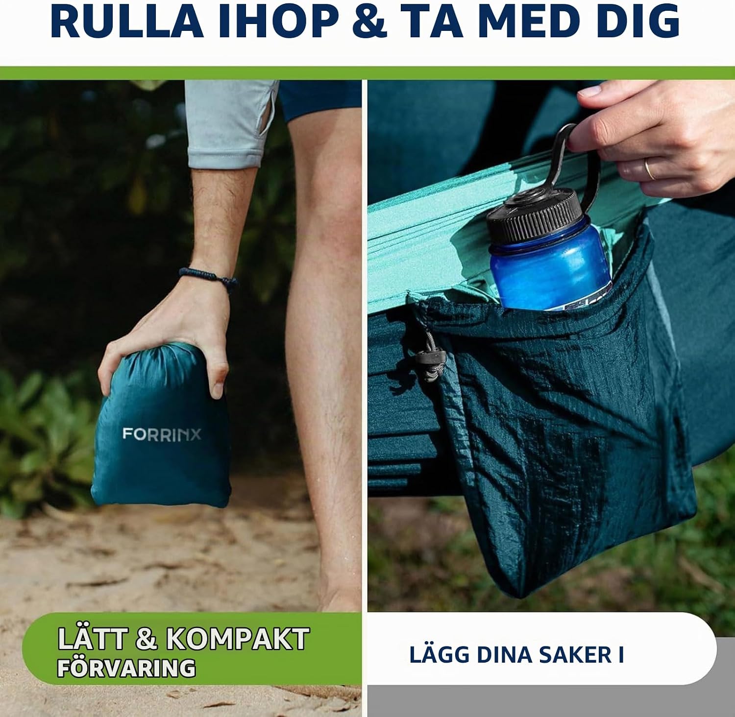 Detalle de FORRINX campinghängmatta 300 x 200 cm för två, fallskärmsnylon, upp till 300 kg