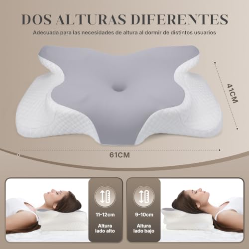 Detalle de Nuvellina Almohada Cervicales y Cuello: viscoelástica con 2 alturas intercambiables