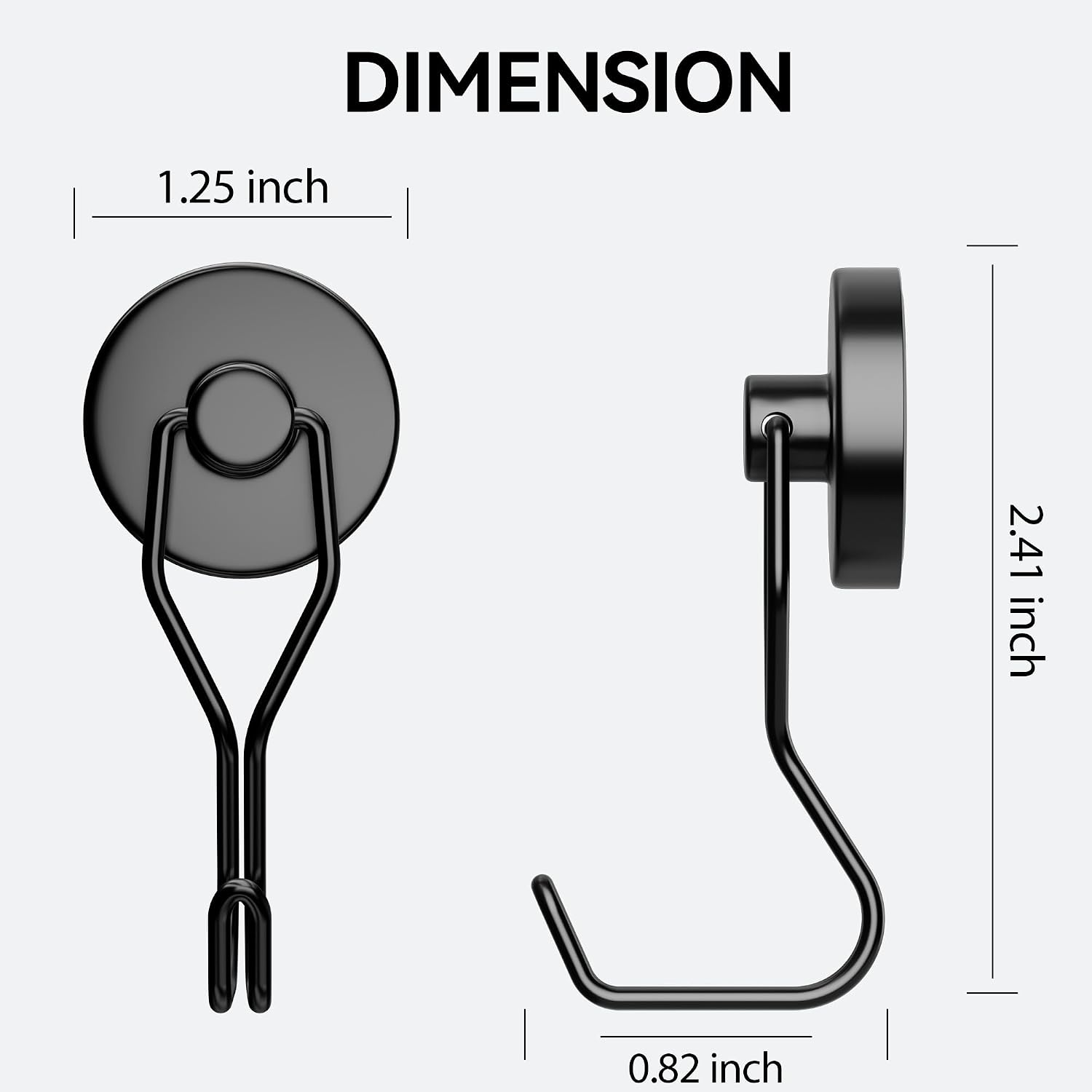 Detalle 2 de Ridegeek Magnetic Hooks, 6-Pack with 100 lb Pulling Force, Black Stainless Steel