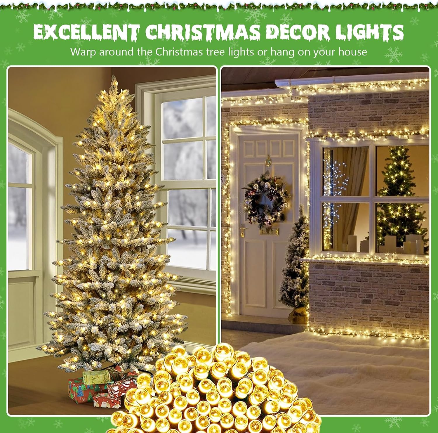 Detalle de Auting Lichterkette außen Warmweiß 100 LEDs, 13 m – Fernbedienung, Timer, 8 Modi