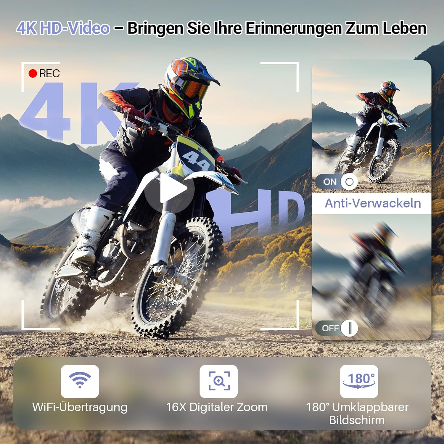Detalle 2 de Digitalkamera mit WLAN 4K 64MP – kompakte Allround-Kamera für Vlogging & Fotografie