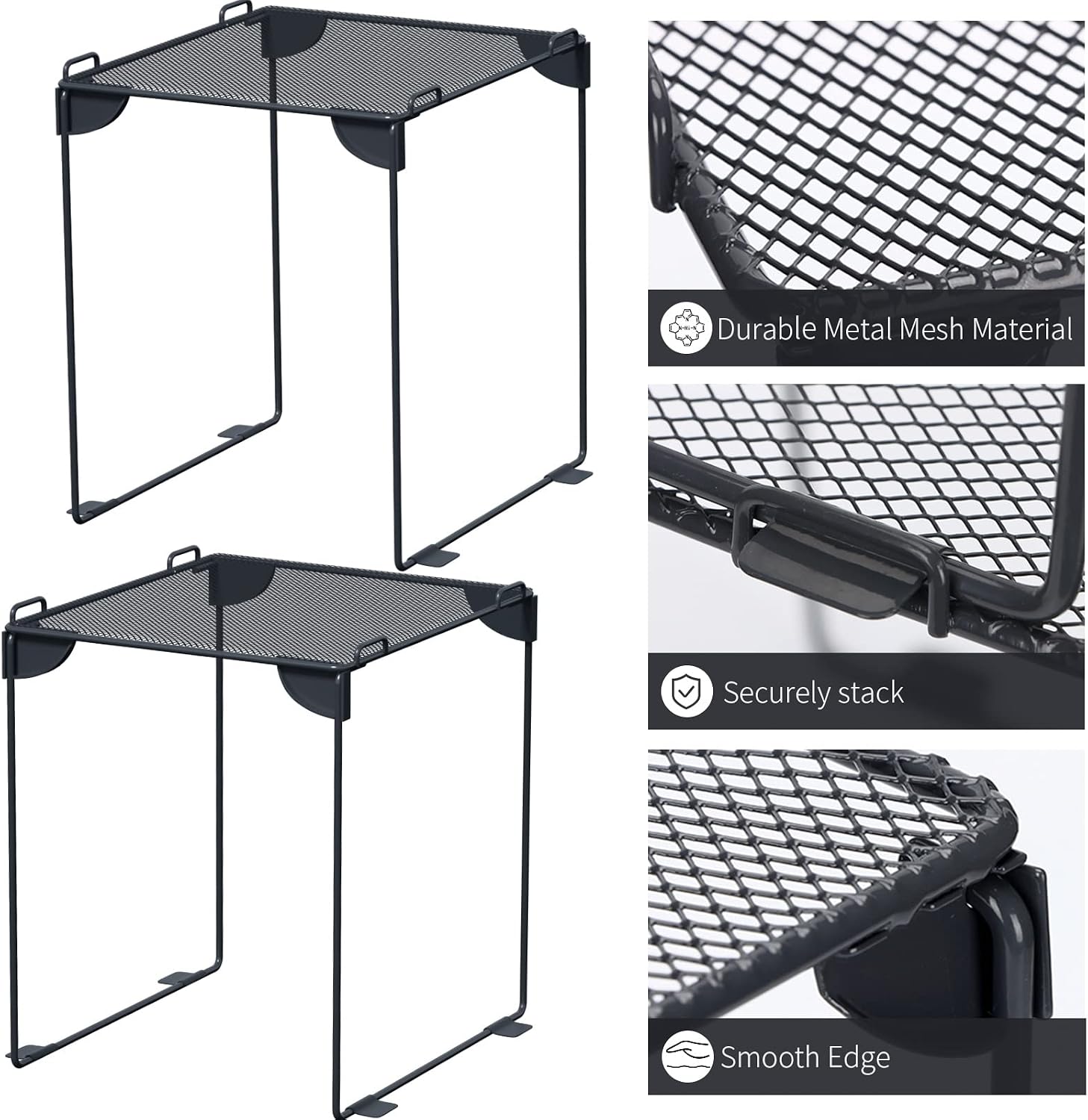 Thumbnail 3 de Neudeco Locker Organzier Mesh Locker Shelf Set, 2-Pack, Grey, Foldable Metal
