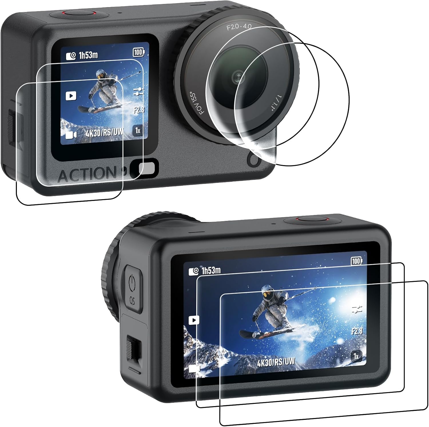 Detalle de AMAZEAR Pellicola Protettiva per Lente e Schermo DJI Osmo Action 6 – Set in Vetro Temperato per Action 6 Pro
