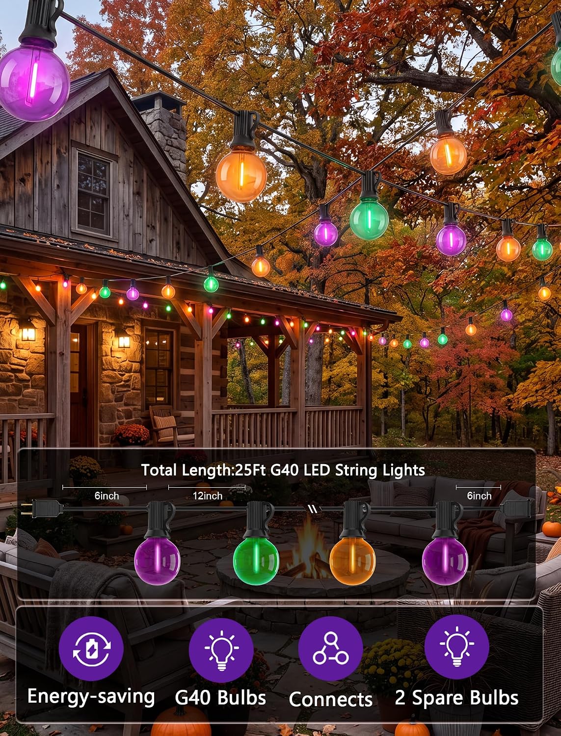 Detalle de Outdoor String Lights, 25 ft