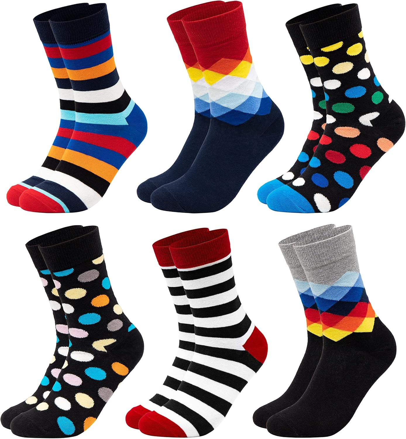 Detalle de Occulto BUNTE SOCKEN für Herren (6 Paar) aus Baumwolle – farbige Business- und Ringelsocken