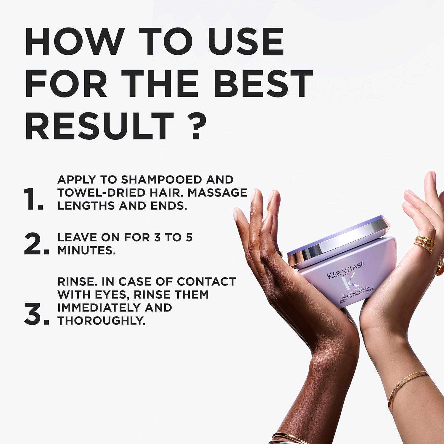 Detalle 2 de Kérastase Blond Absolu Anti-Brass Purple Hair Mask (Masque Ultra-Violet) with Hyaluronic Acid & Edelweiss, 200ml