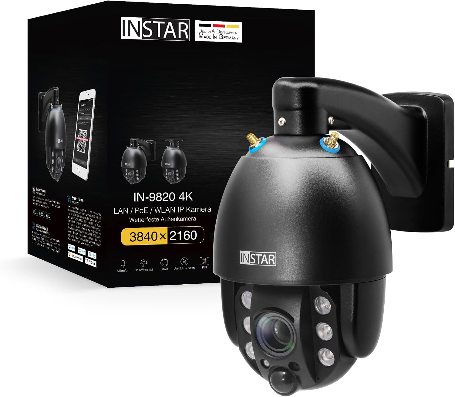 Detalle de INSTAR IN-9820 4K Außen-Überwachungskamera – PTZ mit AI-Erkennung, HKSV, PoE und WPA3
