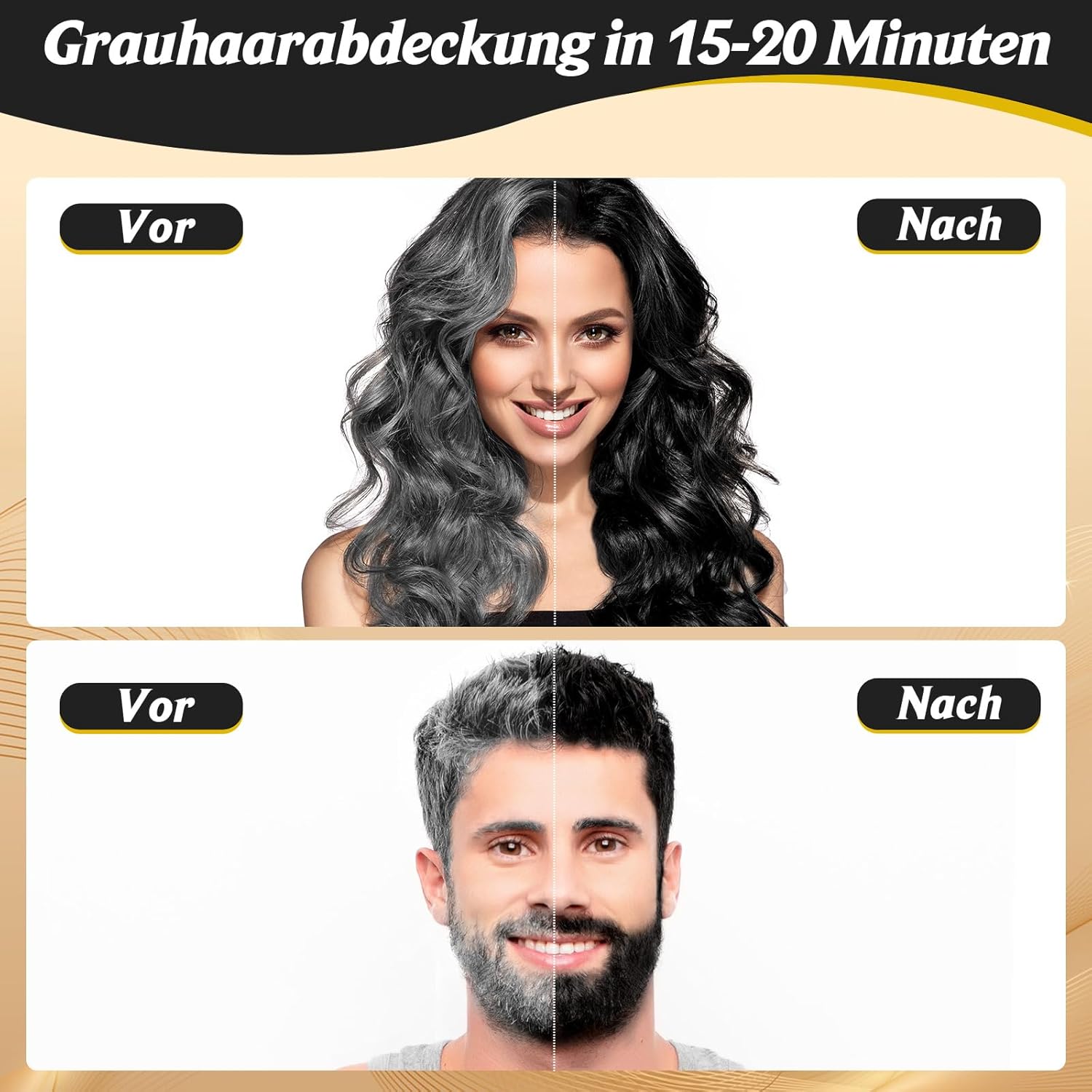 Detalle de Schwarzes Haarfärbeshampoo 3-in-1 500 ml