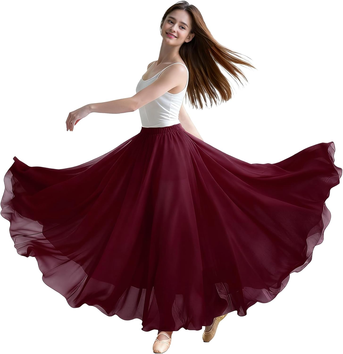 Detalle de Baisdan Jupe Danse Orientale en Mousseline – Jupe Flamenco pour Danse du Ventre et Spectacles
