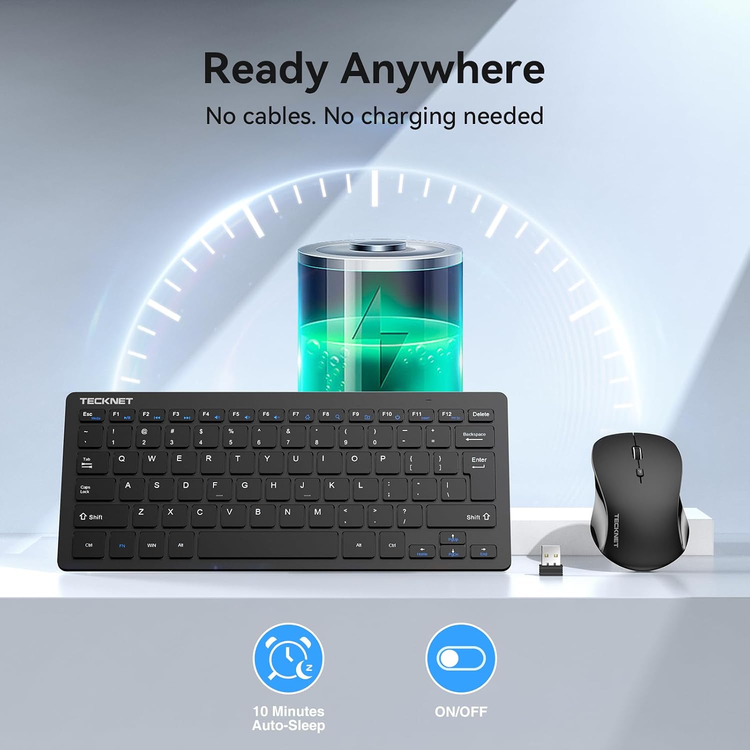 Thumbnail 6 de TECKNET Wireless Keyboard and Mouse Combo 2.4 GHz