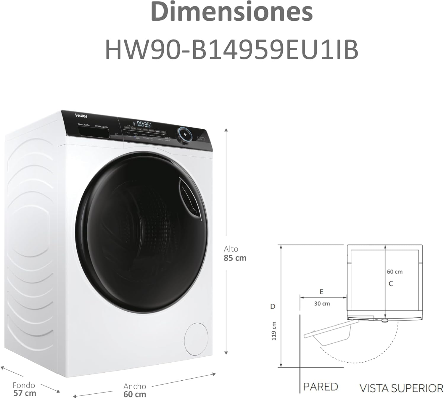 Detalle 2 de Haier I-Pro Series 5 HW90-B14959EU1IB 9KG