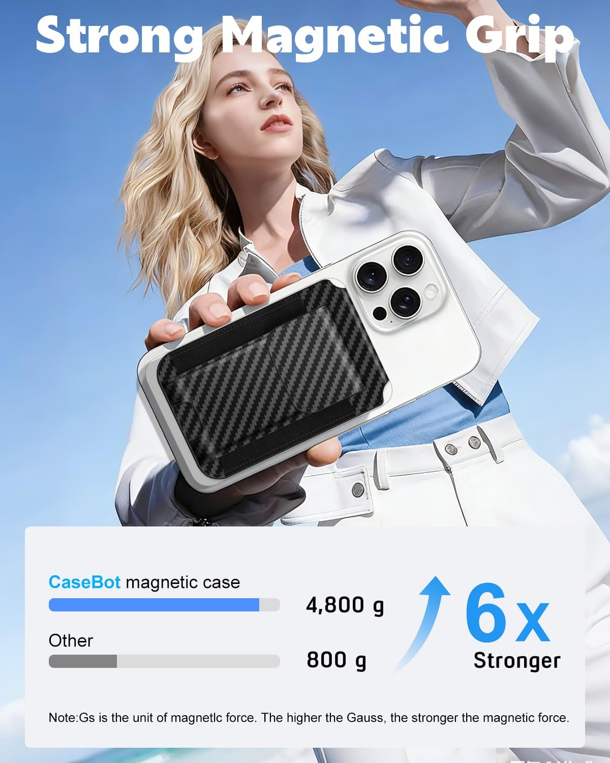 Detalle 2 de Casebo MagSafe Wallet – magnetisk korthållare med stativ, RFID-skydd och plats för 7 kort