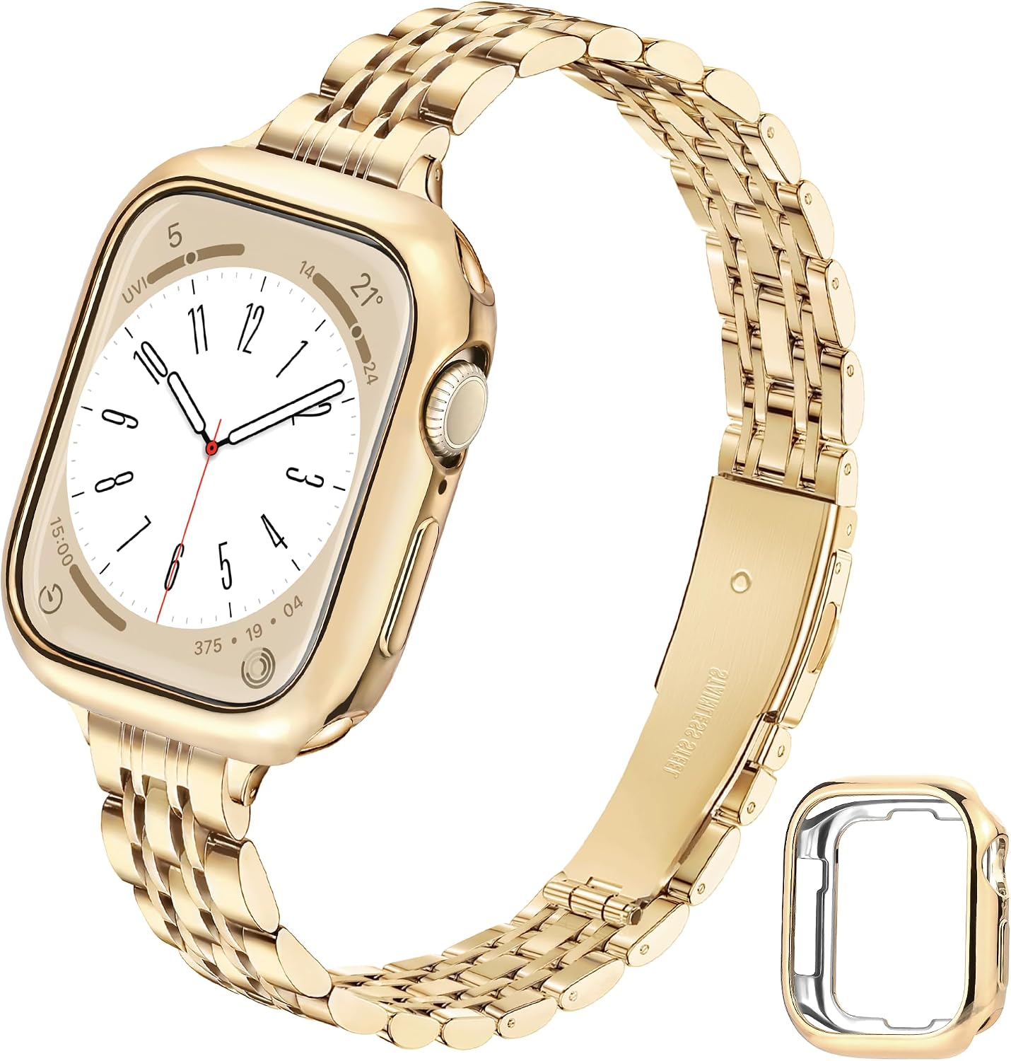 Thumbnail 6 de G-ficu Slim Metal Strap with Case for Apple Watch (38–45mm) – Luxury Stainless Steel with Full-Edge TPU Case