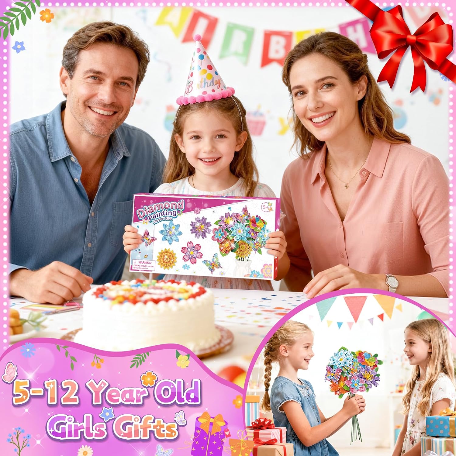 Detalle de Craft Kits for Kids: Diamond Art Flower Painting Kit for Ages 5–12