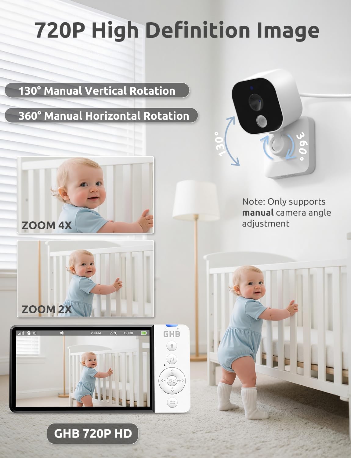 Detalle 2 de GHB 5-Inch Baby Monitor with Night Vision 👶