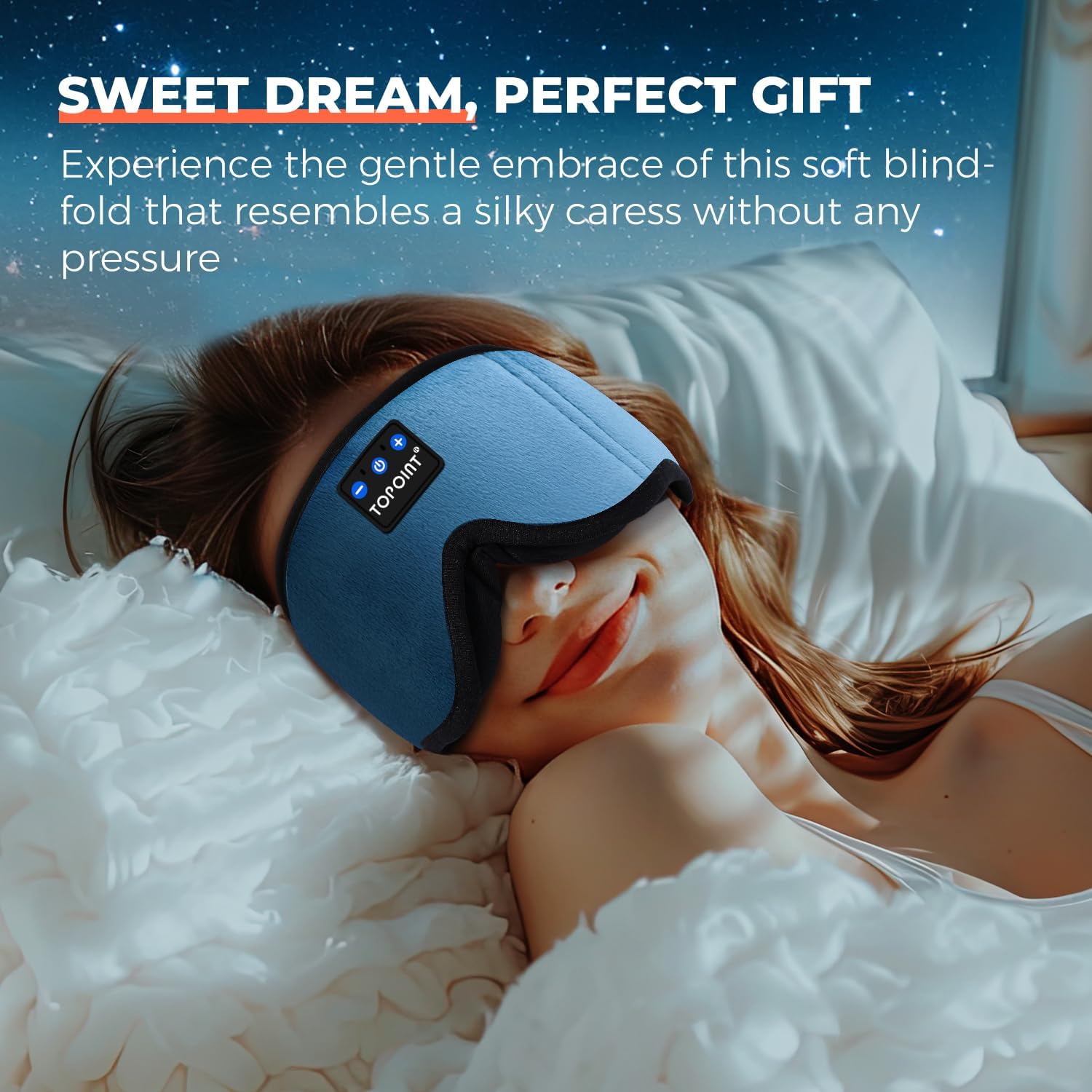 Detalle de TOPOINT Bluetooth Sleep Mask Headphones with 3D Eye Socket – Wireless Sleep Earphones