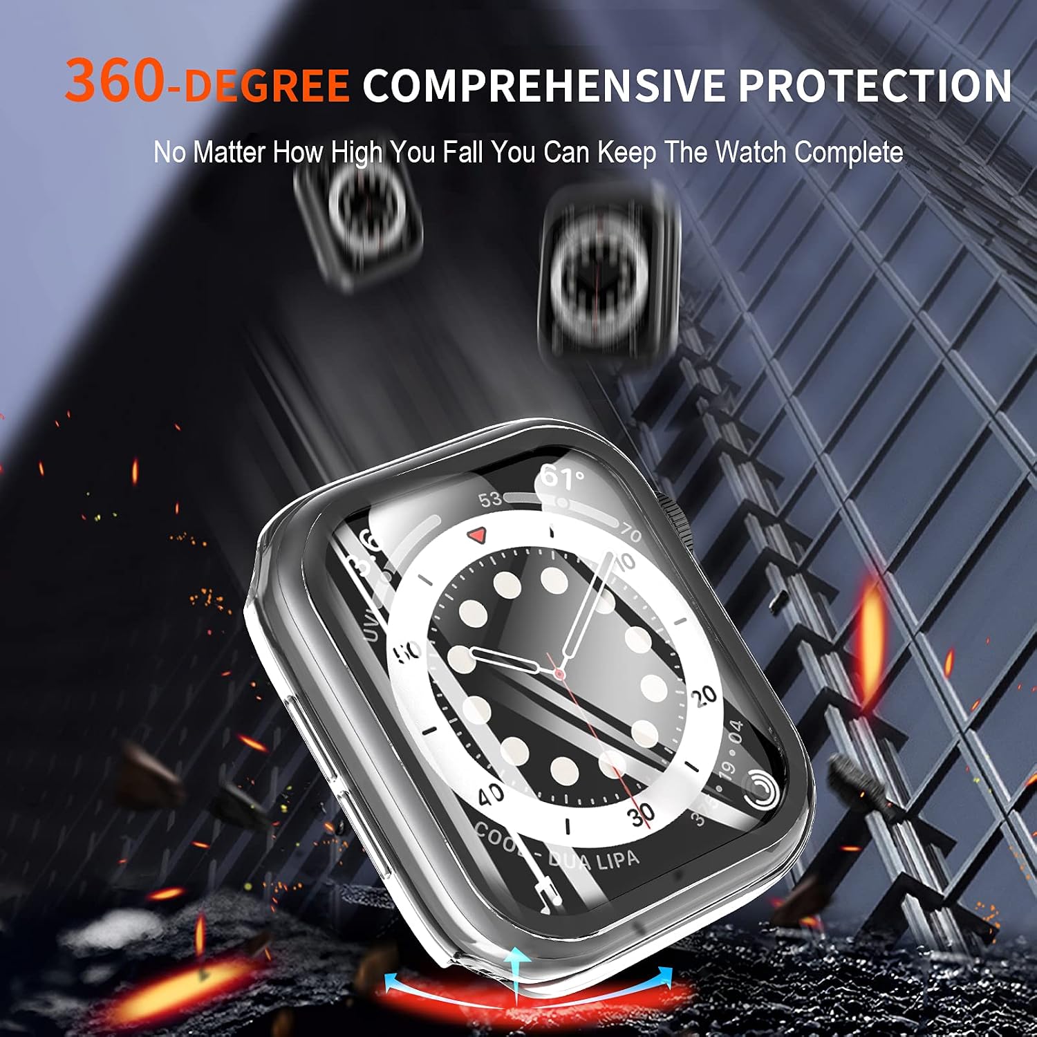 Detalle de LK 2 Pièces Coque en Verre trempé pour Apple Watch 44mm – Protection intégrée HD Clear
