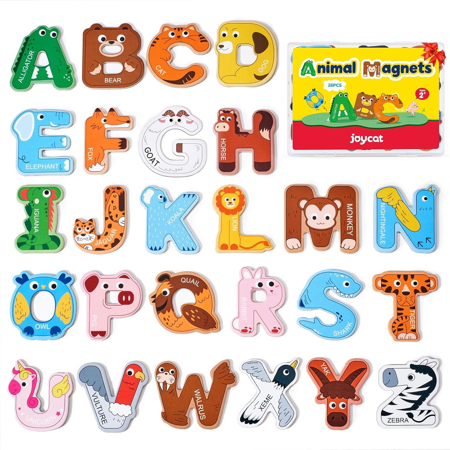 JoyCat Wooden Thick Alphabet Magnets (26 Uppercase Letters) for Toddlers Ages 2+