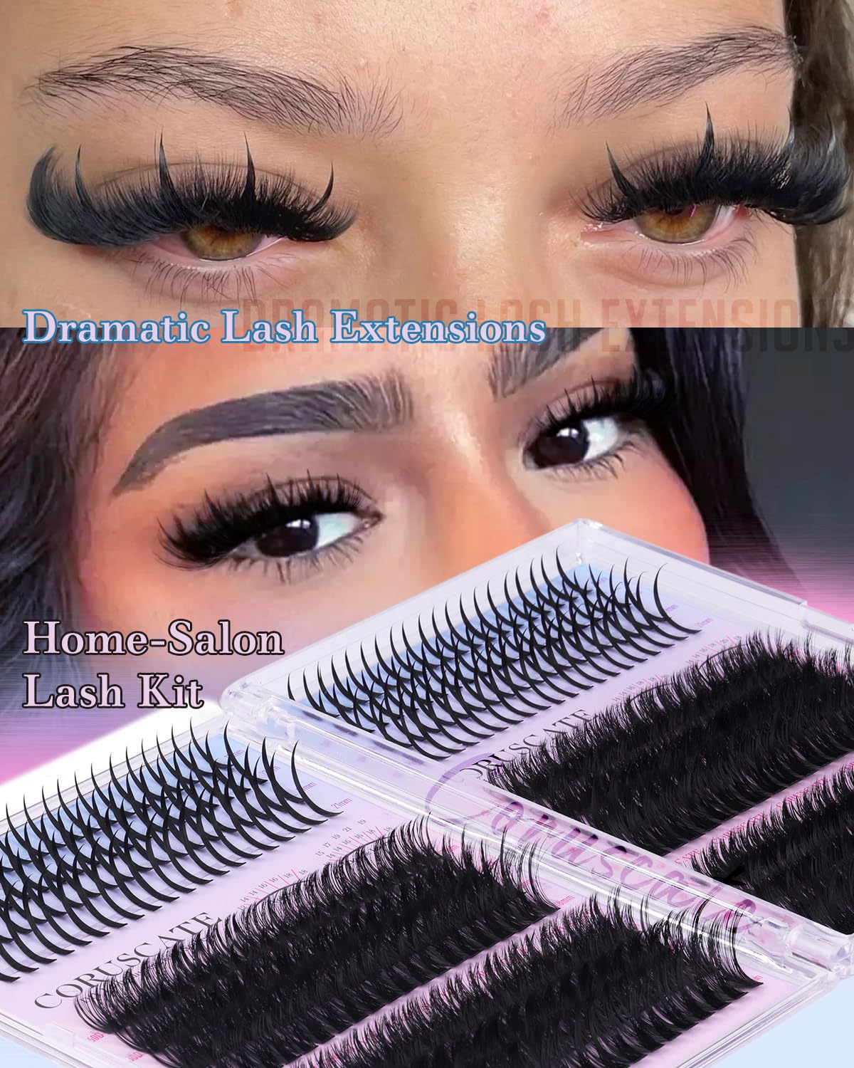 Detalle 2 de CORUSCATE Lash Clusters Kit 464pcs: Mega Spike and Wispy Lashes for at-Home Lash Extensions